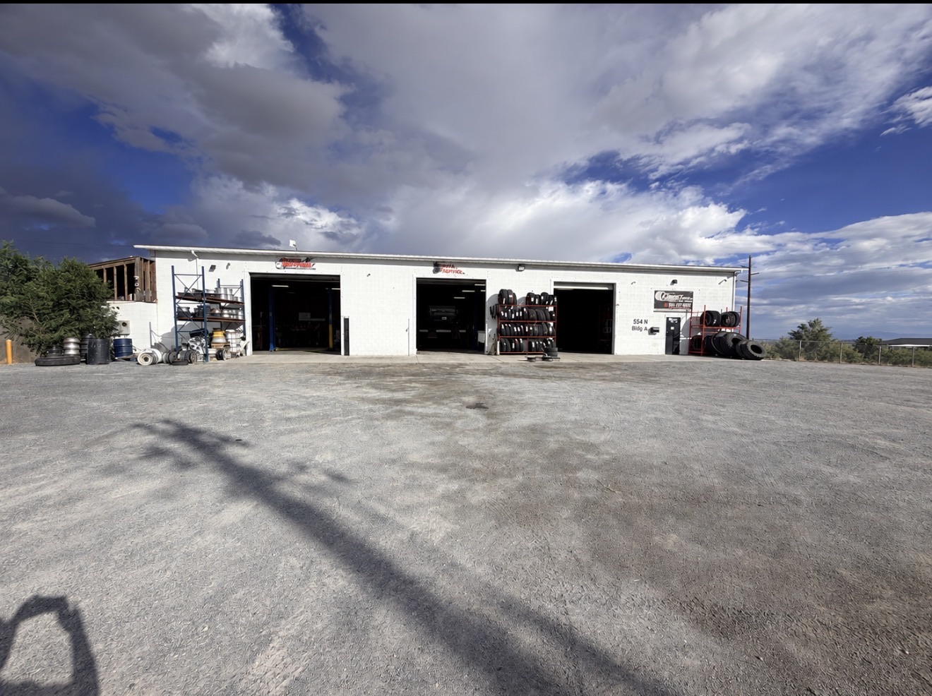 The Choice Tires shop at 554 W Clark St in Grantsville, Utah, with all three bay doors open